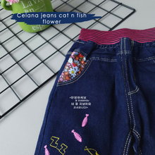 Load image into Gallery viewer, LS Celana Jeans Cat N Fish Flower