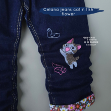 Load image into Gallery viewer, LS Celana Jeans Cat N Fish Flower