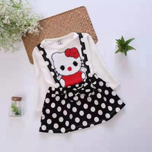 Load image into Gallery viewer, LS Dress Polka Kitten Cute
