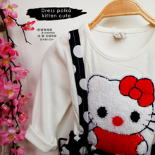 Load image into Gallery viewer, LS Dress Polka Kitten Cute