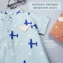 Load image into Gallery viewer, LS Setelan Kemeja Aeroplane Boys